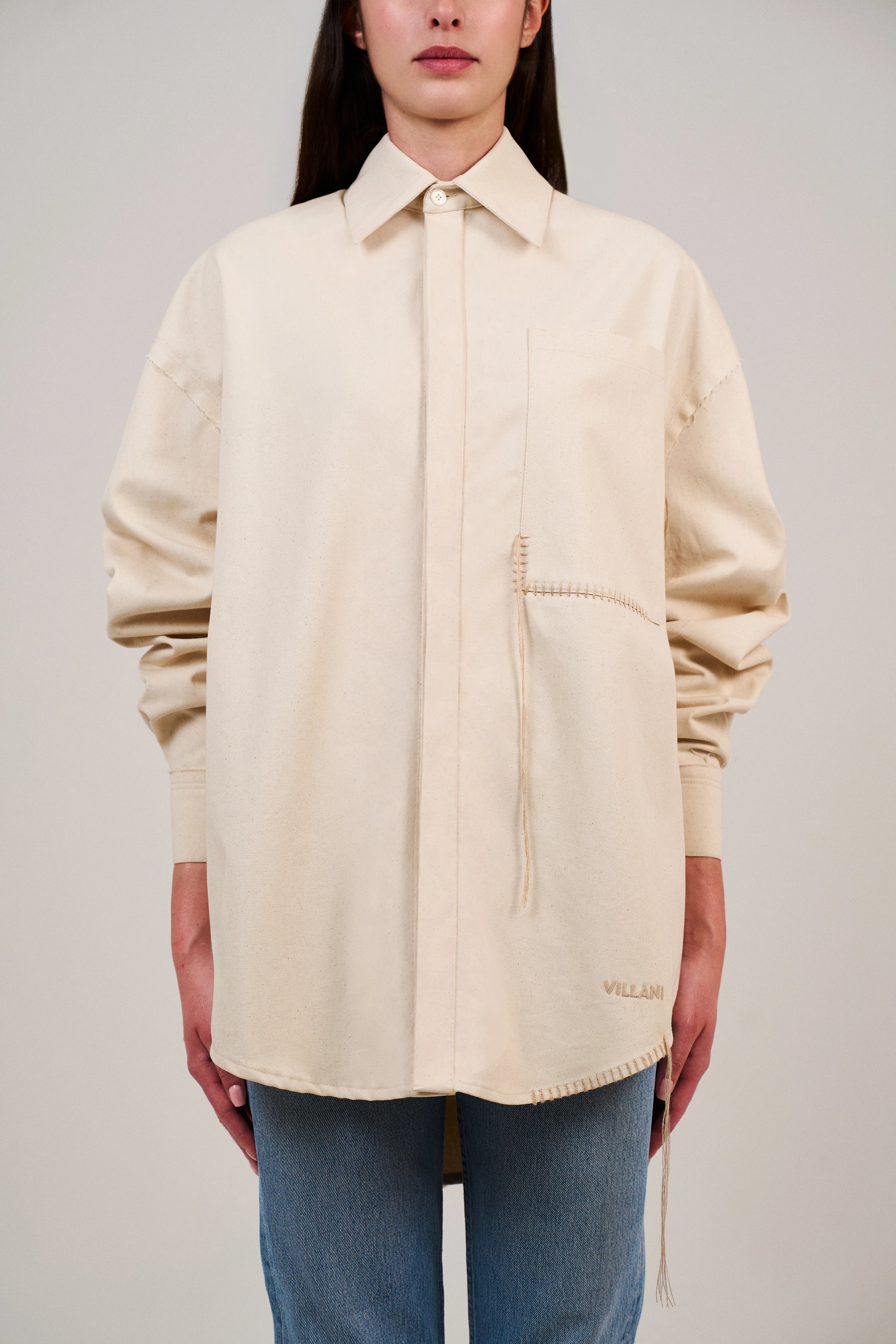 Camicia in Denim Ecru — Federico Cina VILLANI